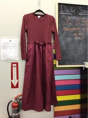 A new day womens long sleeve maxi dress medium maroon super soft new from jcp